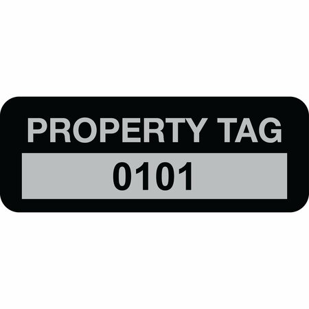 LUSTRE-CAL Property ID Label PROPERTY TAG5 Alum Black 2in x 0.75in  Serialized 0101-0200, 100PK 253740Ma1K0101